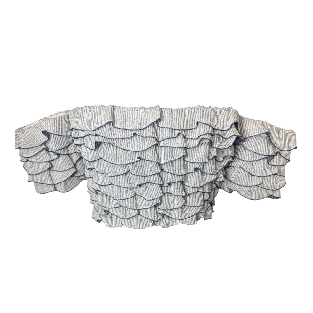 Club Monaco Gray Ruffled Off-the-Shoulder Crop Top